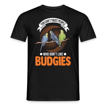 Budgie Gift Welli Cockatiel - Men's T-Shirt - black - Front - AI Model Male 178 light (178cm)