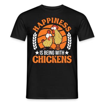 Le bonheur, c’est d’être avec Chickens Hühner - T-shirt homme - noir - Devant - AI Model Male 178 light (178cm)