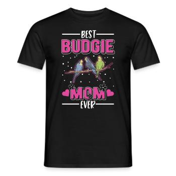 Budgie Mom Welli Parakeet - Men's T-Shirt - black - Front - AI Model Male 178 light (178cm)