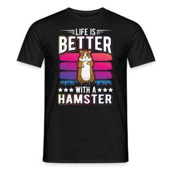 La vie est meilleure avec un Hamster Hamster Golden Hamster Hamster - T-shirt homme - noir - Devant - AI Model Male 178 light (178cm)
