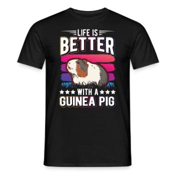 La vie est meilleure avec un cochon d’Inde Meerschweinchen - T-shirt homme - noir - Devant - AI Model Male 178 light (178cm)