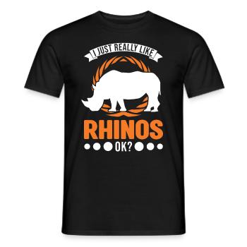 I just really like Rhinos Rhinozeros Nashorn - Männer T-Shirt - Schwarz - Vorne - AI Model Male 178 light (178cm)