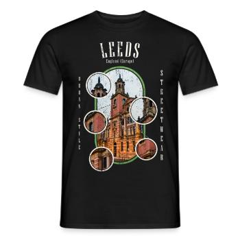Leeds Angleterre UK City Skyline Streetwear - T-shirt homme - noir - Devant - AI Model Male 178 light (178cm)