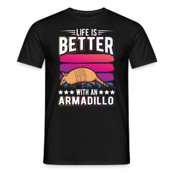 Life is better with an Armadillo Gürteltier - Men's T-Shirt - black - Front - AI Model Male 178 light (178cm)