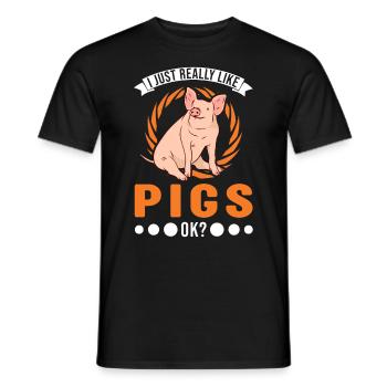 I just really like Pigs Landwirt Schweine - Männer T-Shirt - Schwarz - Vorne - AI Model Male 178 light (178cm)