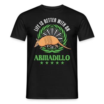 Life is better with an Armadillo Gürteltier - Men's T-Shirt - black - Front - AI Model Male 178 light (178cm)