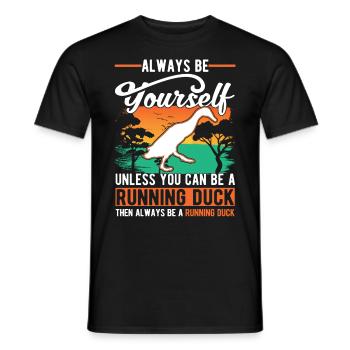 Indian Running Gift Running Duck - Men's T-Shirt - black - Front - AI Model Male 178 light (178cm)