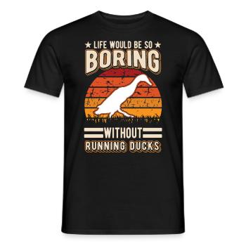Indian Running Gift Running Duck - Men's T-Shirt - black - Front - AI Model Male 178 light (178cm)