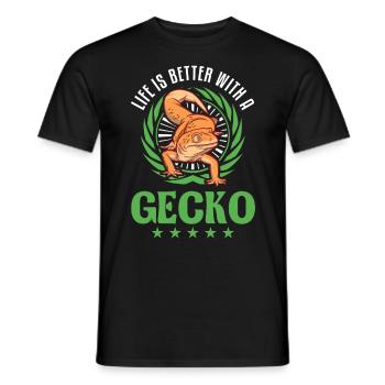 Life is better with a Gecko Leopard gecko - Men's T-Shirt - black - Front - AI Model Male 178 light (178cm)
