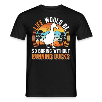 Indian Running Gift Running Duck - Men's T-Shirt - black - Front - AI Model Male 178 light (178cm)