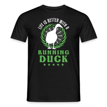 Life is better with a Running Duck Laufente - Men's T-Shirt - black - Front - AI Model Male 178 light (178cm)