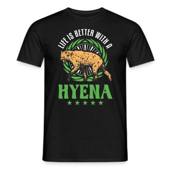 Life is better with a Hyena Earth Wolf Hyena - Men's T-Shirt - black - Front - AI Model Male 178 light (178cm)