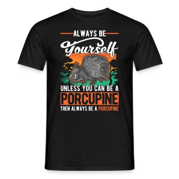 Porcupine lover Porcupine - Men's T-Shirt - black - Front - AI Model Male 178 light (178cm)
