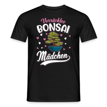 Verrücktes Bonsai Mädchen Bonsaibaum - Männer T-Shirt - Schwarz - Vorne - AI Model Male 178 light (178cm)