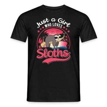 Just a Girl Who loves Sloths Faultier Mädchen - Men's T-Shirt - black - Front - AI Model Male 178 light (178cm)