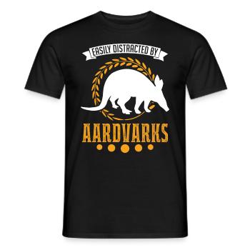 Easily distracted by Aardvarks aardvark - Men's T-Shirt - black - Front - AI Model Male 178 light (178cm)