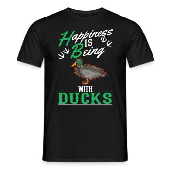 Happiness is being with Ducks Duck Duck Breeder - Men's T-Shirt - black - Front - AI Model Male 178 light (178cm)