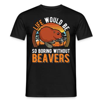 Biber Geschenk Biberdamm - Männer T-Shirt - Schwarz - Vorne - AI Model Male 178 light (178cm)
