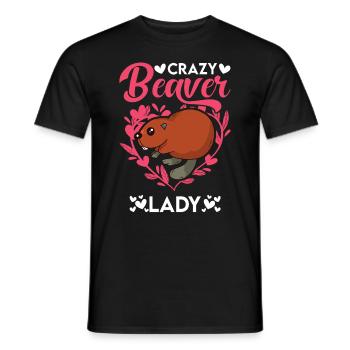 Crazy Beaver lady Biber - Men's T-Shirt - black - Front - AI Model Male 178 light (178cm)