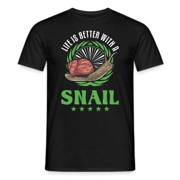 Life is better with a Snail Schnecke - Men's T-Shirt - black - Front - AI Model Male 178 light (178cm)