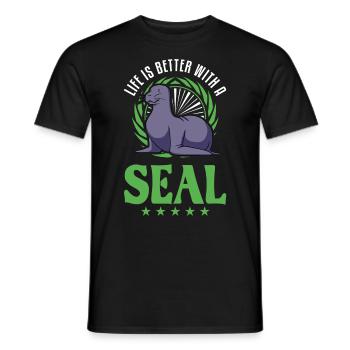 La vie est meilleure avec un phoque phoque lion - T-shirt homme - noir - Devant - AI Model Male 178 light (178cm)