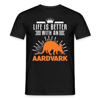 La vie est meilleure avec un Aardvark Erdferkel - T-shirt homme - noir - Devant - AI Model Male 178 light (178cm)