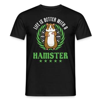 La vie est meilleure avec un Hamster Hamster Golden Hamster Hamster - T-shirt homme - noir - Devant - AI Model Male 178 light (178cm)