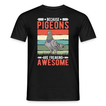 Because Pigeons are freaking awesome Taube - Men's T-Shirt - black - Front - AI Model Male 178 light (178cm)