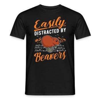Easily distracted by Beavers Beaver - Men's T-Shirt - black - Front - AI Model Male 178 light (178cm)