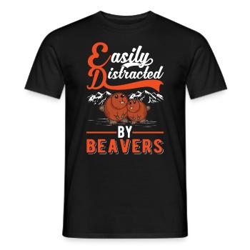 Easily distracted by Beavers Beaver - Men's T-Shirt - black - Front - AI Model Male 178 light (178cm)