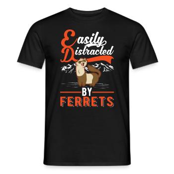 Facilement distrait par Ferrets Frettchen - T-shirt homme - noir - Devant - AI Model Male 178 light (178cm)