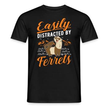 Facilement distrait par Ferrets Frettchen - T-shirt homme - noir - Devant - AI Model Male 178 light (178cm)