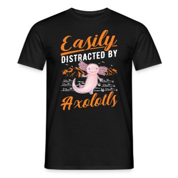Easily distracted by Axolotls Tail Luch - Men's T-Shirt - black - Front - AI Model Male 178 light (178cm)