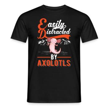 Easily distracted by Axolotls Tail Luch - Men's T-Shirt - black - Front - AI Model Male 178 light (178cm)