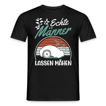 Echte Männer lassen mähen Mähroboter - Männer T-Shirt - Schwarz - Vorne - AI Model Male 178 light (178cm)