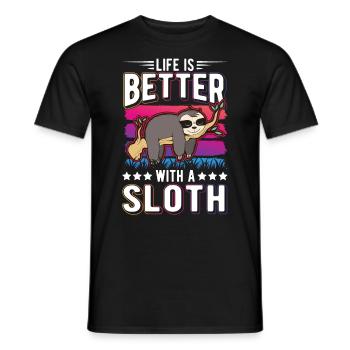 La vie est meilleure avec un paresseux Faultier - T-shirt homme - noir - Devant - AI Model Male 178 light (178cm)