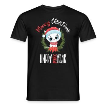 Meowy Christmas - Katzen Weihnachten - Männer T-Shirt - Schwarz - Vorne - AI Model Male 178 light (178cm)