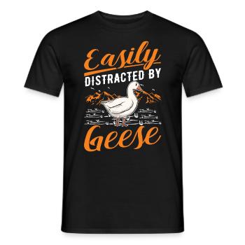 Easily distracted by Geese Gänsezüchter Gänse - Männer T-Shirt - Schwarz - Vorne - AI Model Male 178 light (178cm)