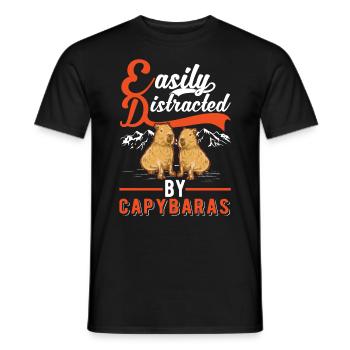 Easily distracted by Capybaras - Männer T-Shirt - Schwarz - Vorne - AI Model Male 178 light (178cm)