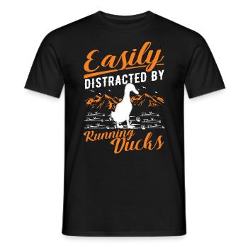 Easily distracted by Running Ducks Laufente - Men's T-Shirt - black - Front - AI Model Male 178 light (178cm)