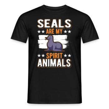Phoque animal lion de mer - T-shirt homme - noir - Devant - AI Model Male 178 light (178cm)