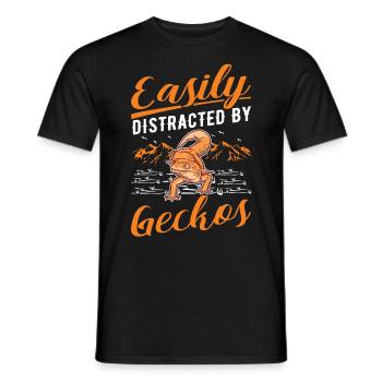 Easily distracted by Geckos Leopardgecko - Männer T-Shirt - Schwarz - Vorne - AI Model Male 178 light (178cm)