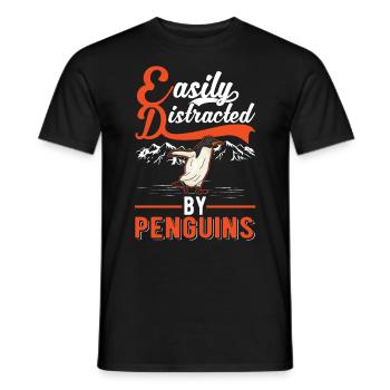 Easily distracted by Penguins Pinguin - Männer T-Shirt - Schwarz - Vorne - AI Model Male 178 light (178cm)