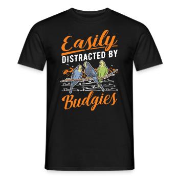 Easily distracted by Budgies Budgie - Men's T-Shirt - black - Front - AI Model Male 178 light (178cm)
