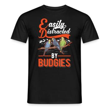 Easily distracted by Budgies Budgie - Men's T-Shirt - black - Front - AI Model Male 178 light (178cm)