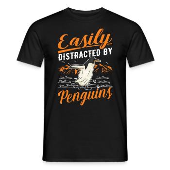 Easily distracted by Penguins Pinguin - Männer T-Shirt - Schwarz - Vorne - AI Model Male 178 light (178cm)