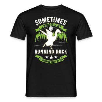 Indian Running Duck Bouteille cadeau Canard Canard - T-shirt homme - noir - Devant - AI Model Male 178 light (178cm)
