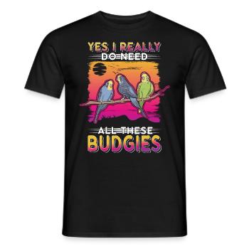 Budgerigar Gift Welli cockatiel - Men's T-Shirt - black - Front - AI Model Male 178 light (178cm)