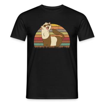 Ferret Retro Weasel Vintage - T-shirt homme - noir - Devant - AI Model Male 178 light (178cm)