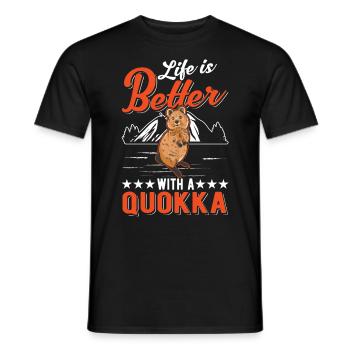 Life is better with a Quokka Short-tailed Kangaroo - Men's T-Shirt - black - Front - AI Model Male 178 light (178cm)